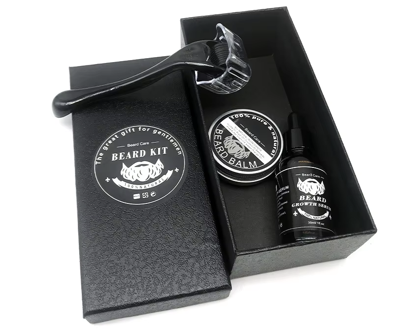 Beard Care Set for Men – Growth Serum, Oil, Balm, Comb, Bristle Brush, Scissors & Micro Roller